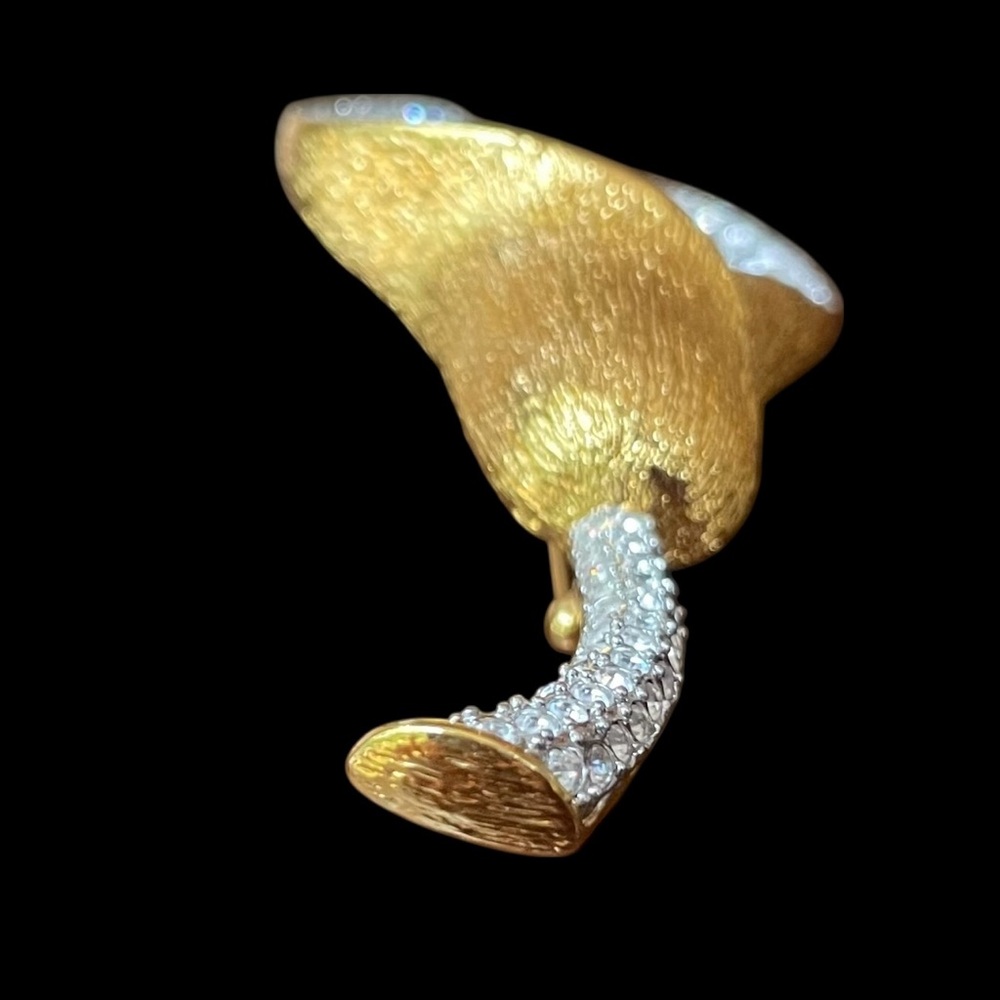 VTG Nolan Miller Calla Lilly Flower Crystals Gold Tone Brooch Pin - Picture 4 of 7